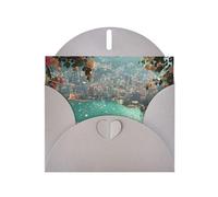 Exquisite Seaside City Greeting Card With Gray Envelope Suitable For Various Celebratory Occasions Use