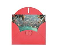 Exquisite Seaside City Greeting Card With Red Envelope Suitable For Various Celebratory Occasions Use