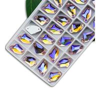 Exquisite Sewing Rhinestone Color Crystal AB Popular Sewing Crystal Stone 2 Hole Clothes DIY Making Wedding Dress Shoe-Lt Peach AB-9x14.0mm 48PCS