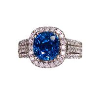 Exquisite Simulated Green Gem Geometric Diamond Ring Full Diamond Ring Personality Retro Trend Geometric Vintage Rings Set (Blue, D)