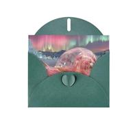 Exquisite Snail Under The Aurora Greeting Card With Dark Green Envelope Suitable For Various Celebratory Occasions Use