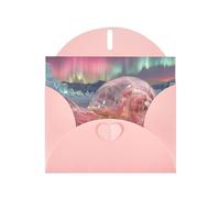 Exquisite Snail Under The Aurora Greeting Card With Pink Envelope Suitable For Various Celebratory Occasions Use