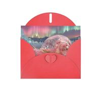 Exquisite Snail Under The Aurora Greeting Card With Red Envelope Suitable For Various Celebratory Occasions Use