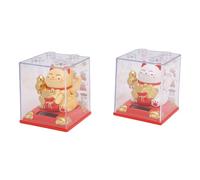 Exquisite Solar Powered Lucky Cat 3.15 Inch Waving Arm Statue for Car