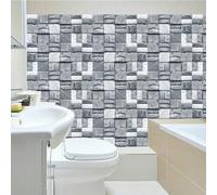 Exquisite Stick on Tiles Grey Blue Brick Oil Proof Tile Stickers Kitchen Peel and Bathroom Floor Self Adhesive Vinyl Waterproof Removable 15x30cm/40 Pcs