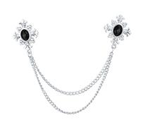 Exquisite Tassel Rhinestone Crossed Collar Pin Brooch Unique Decoration Jewelry for Shirt