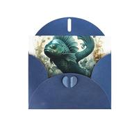 Exquisite The Green Flying Fish Greeting Card With Blue Envelope Suitable For Various Celebratory Occasions Use
