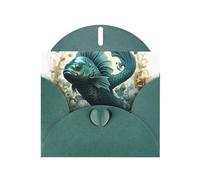 Exquisite The Green Flying Fish Greeting Card With Dark Green Envelope Suitable For Various Celebratory Occasions Use