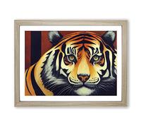 Exquisite Tiger Framed Print | A2 Oak Framed Wall Art | Ready to Hang | Modern Animal Picture | Living Room Bedroom Lounge Office