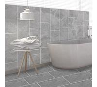 Exquisite Tile Stickers Light Grey Marble Stick on Tiles PVC Self Adhesive Wall Tiles Waterproof Bathroom Tile Stickers Oil Proof Kitchen Tile Stickers DIY Peel and Stick Floor Tiles 6PC(30x60cm)
