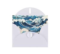 Exquisite Ukiyo-E Style Waves Greeting Card With White Envelope Suitable For Various Celebratory Occasions Use