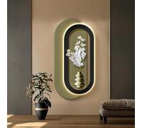 Exquisite Wall Art Decor, Modern Decorative Painting with Vase & Artificial Greenery, Luminous Wall Decor, for Living Room, Entrance Hall, Corridor(Green,40 * 80cm/16 * 31.5in)