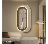 Exquisite Wall Art Decor, Modern Decorative Painting with Vase & Artificial Greenery, Luminous Wall Decor, for Living Room, Entrance Hall, Corridor(Beige,70 * 140cm/28 * 55in)