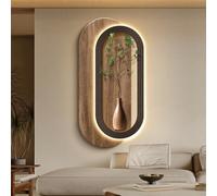 Exquisite Wall Art Decor, Modern Decorative Painting with Vase & Artificial Greenery, Luminous Wall Decor, for Living Room, Entrance Hall, Corridor(Brown,40 * 80cm/16 * 31.5in)