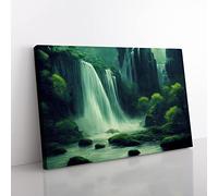 Exquisite Waterfall Canvas Wall Art Print Ready to Hang, Framed Picture for Living Room Bedroom Home Office Décor, 76x50 cm (30x20 Inch)
