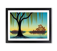 Exquisite Weeping Willow Tree Framed Print | A4 Black Framed Wall Art | Ready to Hang | Modern Floral Picture | Living Room Bedroom Lounge Office
