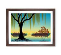Exquisite Weeping Willow Tree H1022 Framed Print for Living Room Bedroom Home Office Décor, Wall Art Picture Ready to Hang, Walnut A3 Frame (46 x 34 cm)