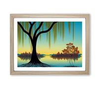 Exquisite Weeping Willow Tree H1022 Framed Print for Living Room Bedroom Home Office Décor, Wall Art Picture Ready to Hang, Oak A3 Frame (46 x 34 cm)