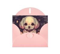 Exquisite Well-Behaved Puppy Greeting Card With Pink Envelope Suitable For Various Celebratory Occasions Use