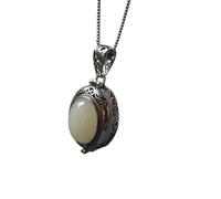 Exquisite White Jade Gawu Box Pendant Openable Copper Mirror Box Sachet Necklace Suitable for Women's Fashion Evening Jewelry
