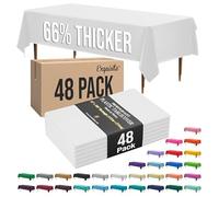 Exquisite White Tablecloths for Rectangle Tables in Bulk 48 Pack White Plastic Disposable Table Cloth 54" Inch X 108" Inch White Tablecloth Plastic Table Cloths for Parties Disposable by The Case