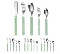 Exquisite Willow Nail Clip Handle Kitchen Stainless Steel Silverware Tableware Flatware Cutlery Set Steak Knife Fork Spoon Teaspoon (Green,20 Pieces)