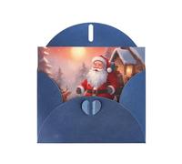 Exquisite Winter Santa Claus Greeting Card With Blue Envelope Suitable For Various Celebratory Occasions Use