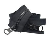 Exquisite Zipper, Resin Open-Ended Zips 8# 40-150cm Double Sliders Open End Zip Jacket Coat Tent Black Zippers Sleeping Bags Tent DIY Sewing Clothing Accessories(Black,100CM)