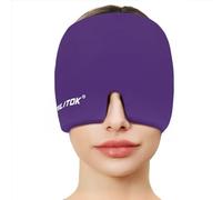 EXQUISLIFE Migraine Headache Relief Cap, Gel Ice Head Wrap, Hot and Cold Therapy, Headache Eyes Mask for Sinus, Puffy Eyes, Tension and Stress Relief (Purple)