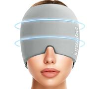 EXQUISLIFE Migraine Ice Head Wrap Cap Headache Relief Hat Hot and Cold Therapy Eyes Mask for Sinus Tension and Stress Relief (Grey)