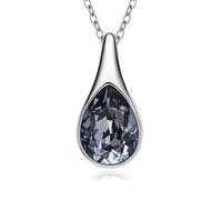 Exquiste Women's Party Jewelry Decorated With Crystal Rhodium Plating Black Teardrop Stone Necklace