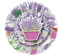 Exquite Lavender Flower Vinyl Stickers, 50 PCS Purple Lavender Botanical Decals for Journals, Scrapbooking, Laptops, Water Bottles, Planners, Notebooks & DIY Decor