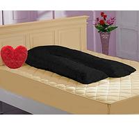 EXQUIZIT HOME® 12FT U-Shaped Pillow Case Cover - Premium 200TC Maternity Pregnancy Full Body Nursing Bolster Pillow Cover with Zip - Soft Cotton Blend Machine Washable Replacement Cover Only (Black)