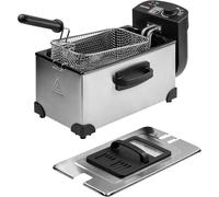 EXQUIZIT HOME 2000W Deep Fat Fryer 3L, Electric Fryer with Viewing Window Lid, Adjustable Temperature Control, High Power Performance, Steel Body with Enamel Coating