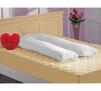 EXQUIZIT HOME® 9FT U-Shaped Pillow Case Cover - Premium 200TC Maternity Pregnancy Full Body Nursing Bolster Pillow Cover with Zip - Soft Cotton Blend Machine Washable Replacement Cover Only (White)