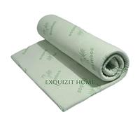 EXQUIZIT HOME® Bamboo Memory Foam Mattress Topper - 4cm Orthopaedic Bed Topper with Cooling Bamboo Zip Cover | Hypoallergenic Antibacterial Pressure Relief Mattress Enhancer (152×200cm Approx)