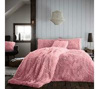 EXQUIZIT HOME® Fleece Teddy Duvet Quilt Cover Bedding Set With Matching Pillowcase Warm & Cosy Hug & Snug Soft Fluffy Bedding Set (Blush Pink, King, 230cm x 220cm)