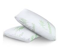 EXQUIZIT HOME® Luxury Bamboo Memory Foam Pillow - Orthopaedic Shredded Memory Foam Bed Pillow with Firm Neck Support - Hypoallergenic Anti-Allergy Cooling Bamboo Cover - 60×40×13cm (Pack of 2)