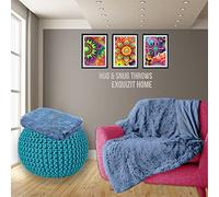 EXQUIZIT HOME Luxury Hug and Snug Cuddles Fluffy Faux Fur Sherpa Teddy Fleece Reversible Throw Sofa Bed Super Soft Warm and Cosy Blanket Throw Denim Blue 150cm x 200cm Approximate