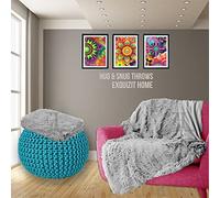 EXQUIZIT HOME Luxury Hug and Snug Cuddles Fluffy Faux Fur Sherpa Teddy Fleece Reversible Throw Sofa Bed Super Soft Warm and Cosy Blanket Throw Silver 150cm x 200cm Approximate