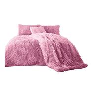 EXQUIZIT HOME® Teddy Cuddles Hug & Snug Fleece Duvet Cover Bedding Set with Pillowcase - Warm & Cosy Soft Teddy Fleece Quilt Cover - Machine Washable - Pink (Double - 200cm x 200cm)