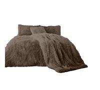 EXQUIZIT HOME® Teddy Cuddles Hug & Snug Fleece Duvet Cover Bedding Set with Pillowcase - Warm & Cosy Soft Teddy Fleece Quilt Cover - Machine Washable - Mink (Double - 200cm x 200cm)