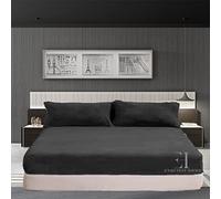 EXQUIZIT HOME® Teddy Fleece Extra Deep Fitted Bed Sheet 30cm - Super Soft Warm and Cosy Teddy Bear Fleece Bed Sheet - Ultra Soft Thermal Winter Bedding (Black 4ft Small Double - 122cm x 190cm)