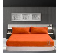 EXQUIZIT HOME® Teddy Fleece Extra Deep Fitted Bed Sheet 30cm - Super Soft Warm and Cosy Teddy Bear Fleece Bed Sheet - Ultra Soft Thermal Winter Bedding (Tangerine Single - 90cm x 190cm)