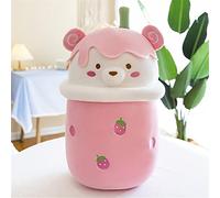 EXQULEG Bubble Tea Plush Toy, Boba Cuddly Toy, Cartoon Plush Dolls, Soft Doll, Tea Cup Cushion, Plush Toy for Children, Girls (Pink, 25 cm)