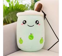 EXQULEG Bubble Tea Plush Toy, Boba Cuddly Toy, Plush Dolls, Soft Cuddly Toy, Tea, Soft Doll, Tea Cup Cushion, Children's Toy (Blue Round Eyes, 35 cm)