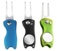 EXQUMAX 3 PCS Golf Divot Repair Tool, Pitch Mark Repair Tool With Ball Marker Pop Up Button, Golf Pitch Repairer Lightweight Pitch Fork For Green Golf Accessories Golfers Beginners