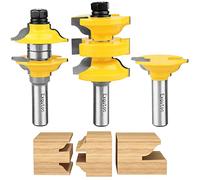 Exqutoo 1/2 Inch Shank 3 Piece Router Extension Tenon Drill Bit Set for Entry Door Rails and Door Frame Wood Milling Cutter Router Bit