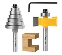 Exqutoo 1/4 Inch Shank Rabbet Router Bit Set with 6 Adjustable Bearing Carbide Tipped Rabbeting Bit(1/8",1/4",5/16" 3/8",7/16",1/2") CNC Router Bits Woodworking Tools for Doors Drill Bit…