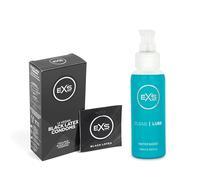 EXS | Black Latex Condoms & Lube Bundle | Maximise Your Safety & Pleasure | Vegan | 12 Pack of Condoms & 100ml Premium Clear Lubricant